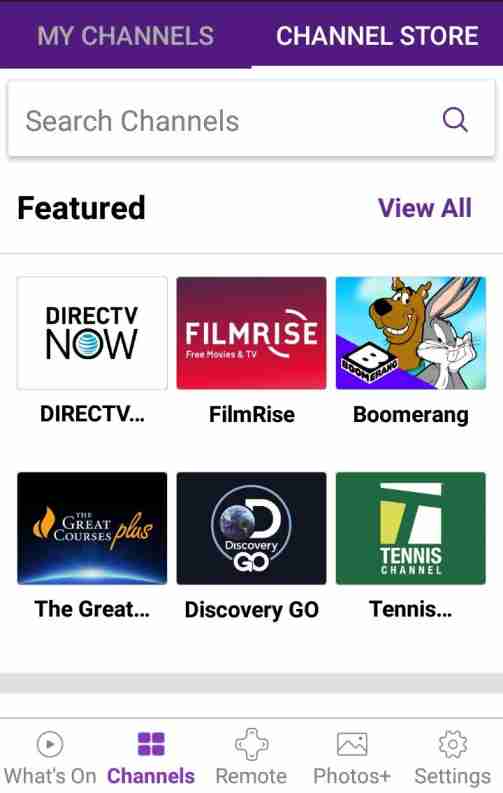 Search channels on app